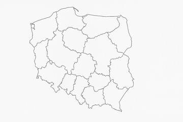 Obraz premium mapa Polski administracyjna konturowa