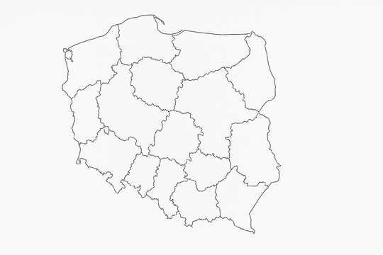 mapa Polski administracyjna konturowa