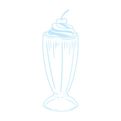 Original hand-drawn illustrations of a cold and sweet ice cream. A vintage ink line drawing for cards, menus, ice cream shops, bakeries, cafes, or graphic design.