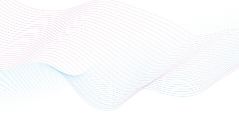 Abstract wave element for design. Digital frequency track equalizer. Stylized line art background. Vector illustration. Wave with lines created using blend tool. Curved wavy line, smooth stripe.