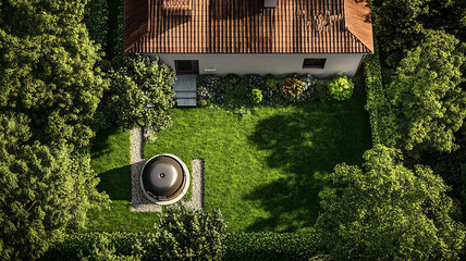 House with Backyard and Septic Tank from Above