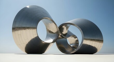 Infinity-Inspired Metallic Sculpture Under Clear Sky