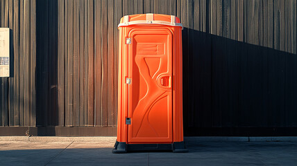 Portable Toilet Against a Black Wall