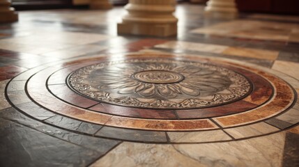 Ornamental floor tile pattern