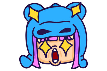 Amazed Character in a Fun Crocodile Cap Sticker Design