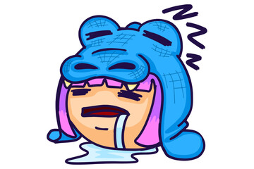Sleeping Cartoon Character with Crocodile Hat