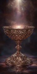 Ornate Copper Chalice  Elegant Antique Goblet  Religious Ceremony  High Resolution Image