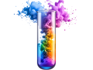 Exploding Reaction in Laboratory Test Tube, Transparent Background