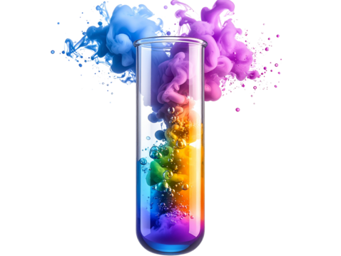 Exploding Reaction in Laboratory Test Tube, Transparent Background - Powered by Adobe