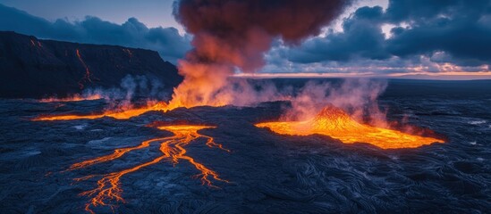 Molten earth erupting with fiery streams