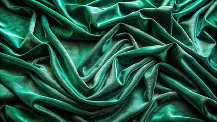 Emerald Green Velvet Drapery Luxurious Fabric Texture and Smooth Waves