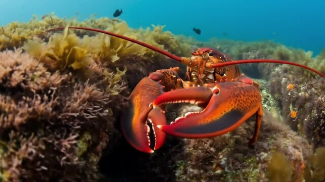 Underwater lobster video: explore marine life and ocean creatures in their natural habitat today video 4k