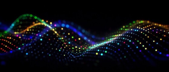 Abstract Colorful Light Wave Background  Bokeh  Particle  Glow  Energy  Technology