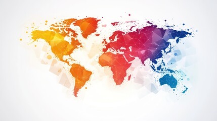 Fototapeta premium Abstract world map design, colorful, polygonal, background. Use Stock photo for presentation, education, travel, design elements
