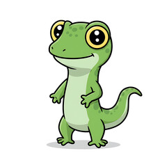 Fototapeta premium Adorable Cartoon Gecko Illustration Cute Green Reptile Character Design