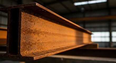 Obraz premium Rusty metal i beam industrial construction material steel girder support structure engineering design element on transparent background