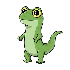 Adorable Cartoon Gecko Illustration Green Reptile Character Design