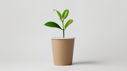 Obraz premium a plant in Biodegradable Pot on white background