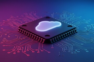 Cloud Enabling Scalable Solutions Illustrated on a Processor. electronic circuit board with processor