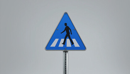 3D Render of Pedestrian Crossing Traffic Sign on White Background
