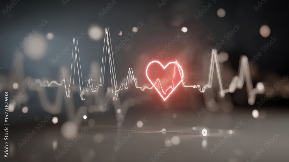 Poster modern ecg device displays live pulse data with heart icon highlighting vital signs