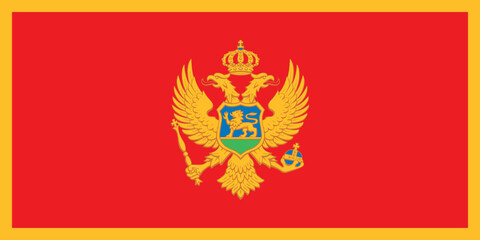 Flag of Montenegro. Montenegrin national symbol in official colors. Template icon. Vector background.