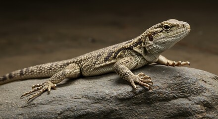 Fototapeta premium Close-up of a Desert Lizard on a Rock, Reptile Photography