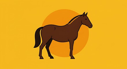 Fototapeta premium Standing Horse Illustration on Orange Background Graphic