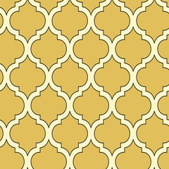 Arabic arabesque seamless pattern with colorful elements. Geometric background. Design greeting card for Ramadan Kareem, Islamic ornamental colorful detail of mosaic. Vector illustration. © Alla