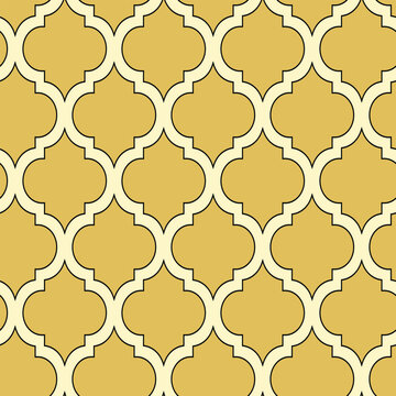 Arabic arabesque seamless pattern with colorful elements. Geometric background. Design greeting card for Ramadan Kareem, Islamic ornamental colorful detail of mosaic. Vector illustration.