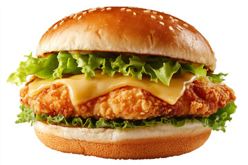 Crispy fried chicken fillet wrapped in melted cheese