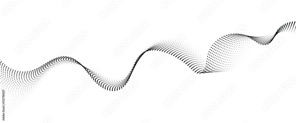 Fototapete Flowing Dot Wave halftone gradient pattern on transparent background	
