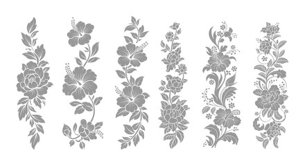 Elegant Vertical Floral Design Elements, A Beautiful Collection of Vintage-Inspired Flourish Borders and Dividers, Perfect for Adding Natural Beauty to Your Projects
