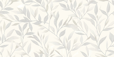 Elegant Willow Leaf Botanical Seamless Pattern. Delicate Nature Inspired Foliage Design for trendy design, textile, packaging, fabric, wallpaper, branding, stationery, wrapping paper interior decor © Eli Berr