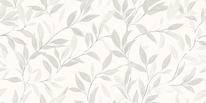 Elegant Willow Leaf Botanical Seamless Pattern. Delicate Nature Inspired Foliage Design for trendy design, textile, packaging, fabric, wallpaper, branding, stationery, wrapping paper interior decor
