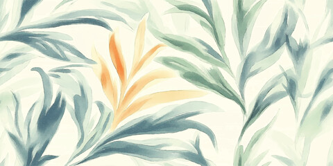 Abstract Watercolor Leaf Seamless Pattern. Organic Botanical Foliage Nature Design for trendy design, textile, packaging, fabric, wallpaper, branding, stationery, wrapping paper interior decor.