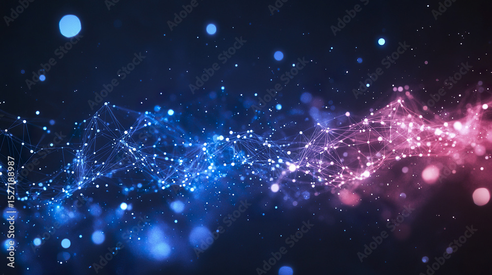 Poster abstract technology background with vibrant colors and glowing particles creating dynamic feel