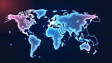 Glowing World Map Outline On Dark