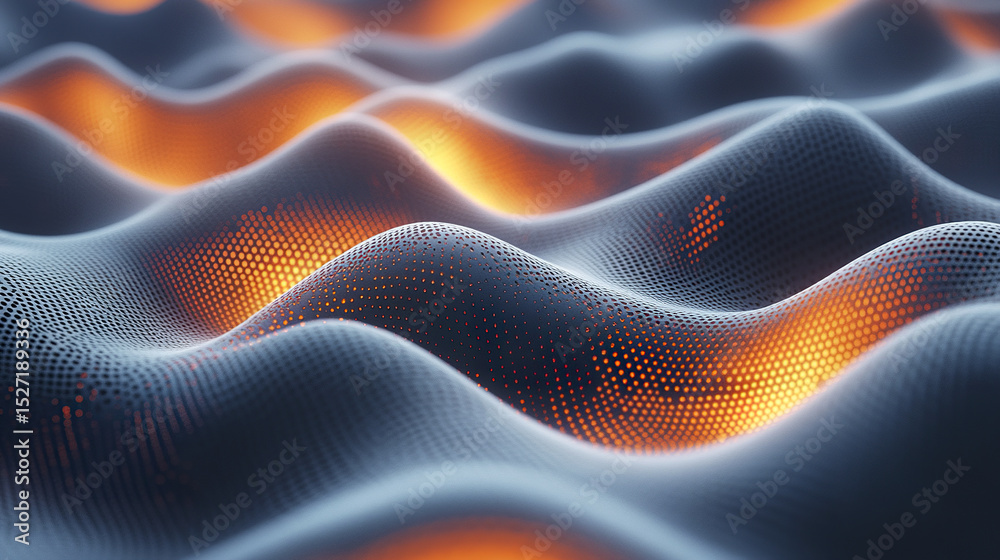 Poster waves of abstract technology create mesmerizing visual with glowing elements