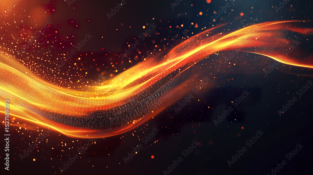 Poster abstract technology background with glowing waves and particles creating dynamic atmosphere