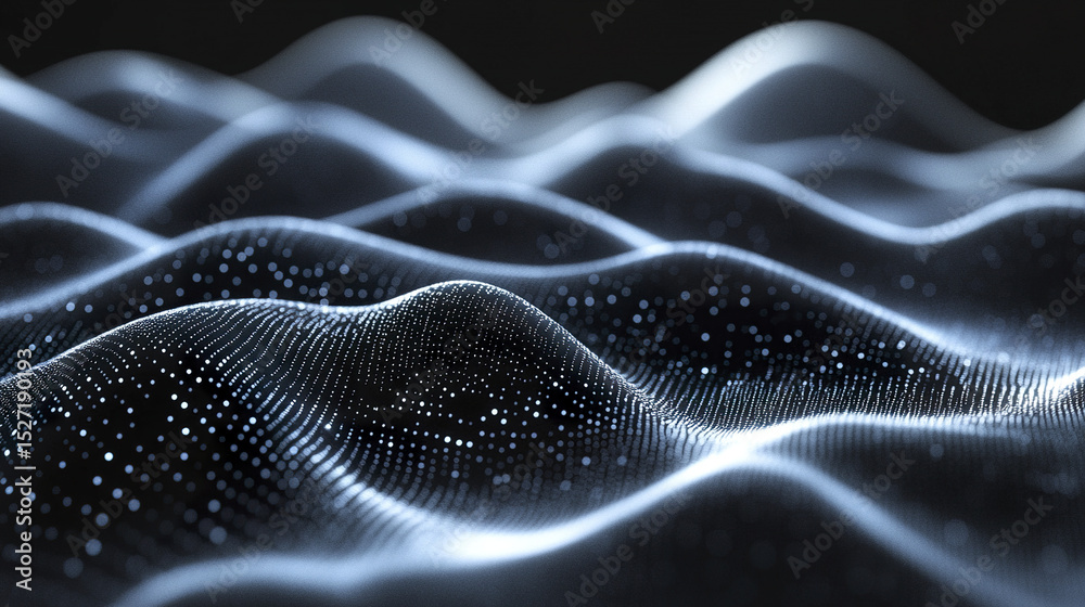 Poster abstract technology background with glowing waves and particles creating dynamic visual effect