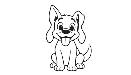 Cute Animal Dog Outline for Colouring Book