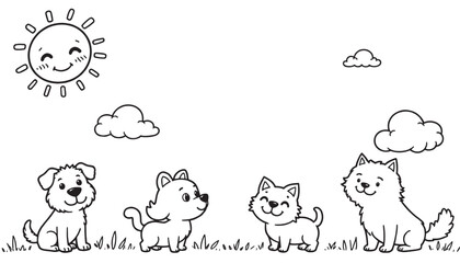 Cute Animal Outline for Colouring Book