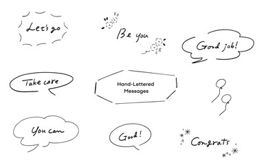 手書きの吹き出しつきメッセージテキストセット｜Hand-Lettered Messages
