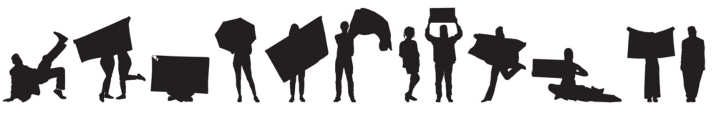 vector illustration of a silhouette collection of people with lgbt  rainbow flag sign of pride  