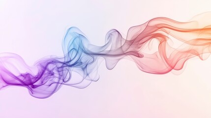 Abstract colorful smoke streams on white background.