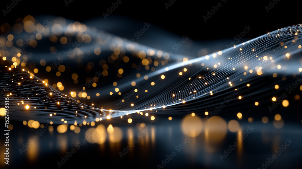 Wall mural digital abstract: a captivating digital abstract showcasing flowing lines and luminous dots, evokes 