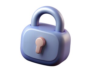 3d render of a purple padlock isolated on white background
