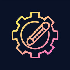 Automated Pencil Gear Creative Settings Control. Icon symbol illustration