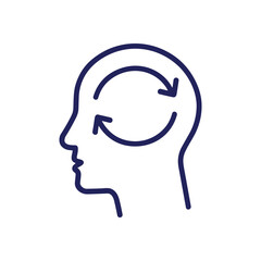 Conceptual Head with Recirculating Thoughts. Icon symbol illustration